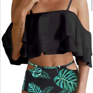 💎High waisted Bikini Bottom Large Monstera Print